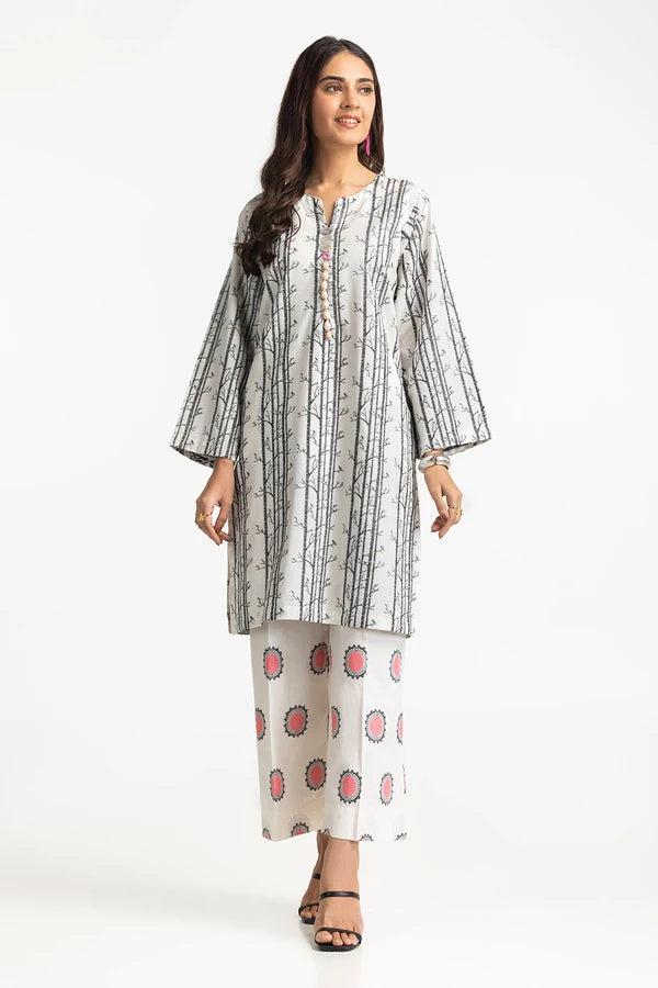 Jacquard Embellished Shirt And Printed Lawn Trouser IUSTTS-278